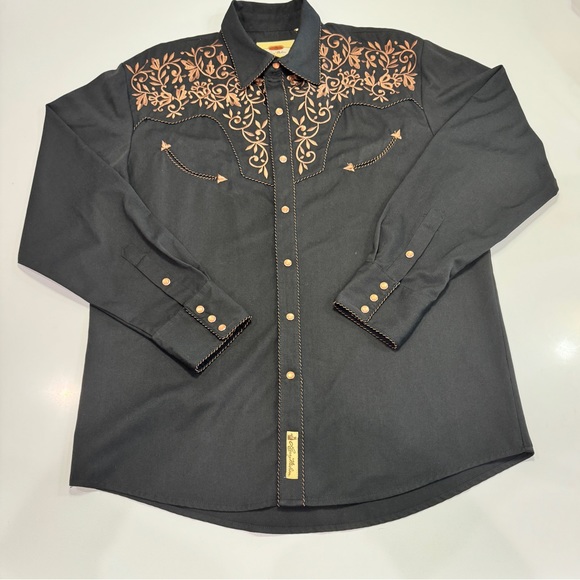 Larry Mahan Other - Larry Mahan Cowboy Collection Mens Large Pearl Snap Western Shirt Black/Copper